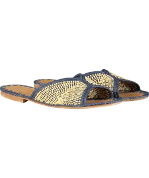 Carrie Forbes Blue Salon Woven Slide Sandals UK 8 EU 41 👠