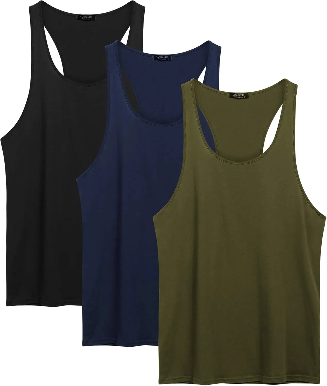 COOFANDY Men's 3 Pack Tank Tops Cotton Performance Sleeveless Casual Classic T Shirts