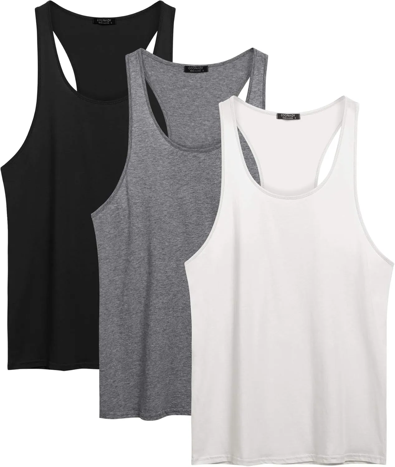 COOFANDY Men's 3 Pack Tank Tops Cotton Performance Sleeveless Casual Classic T Shirts