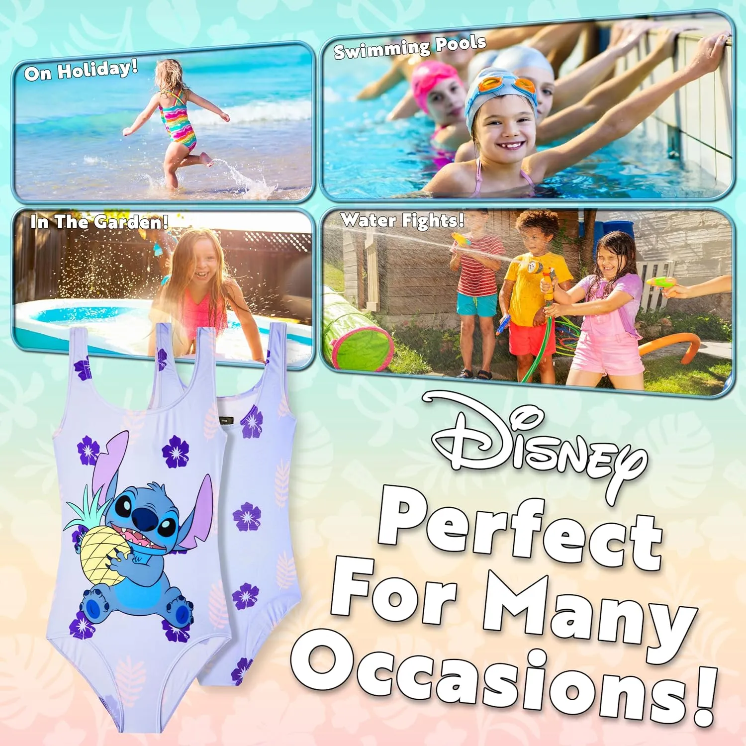 Disney Girls One Piece Swimsuit Comfortable Stretchy Swimsuit - Girls Gifts