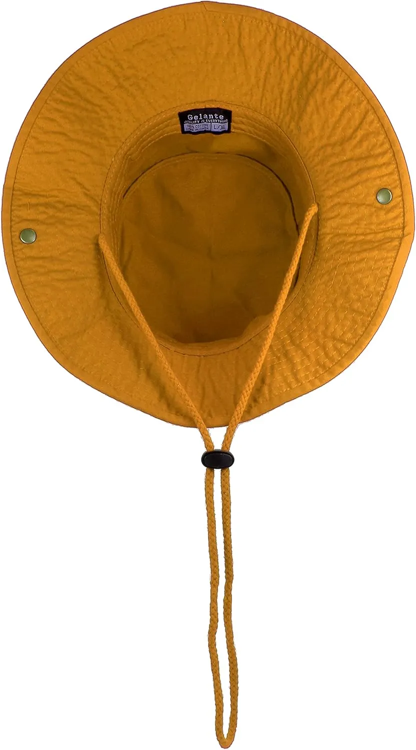 Gelante 100% Cotton Stone-Washed Adjustable Bucket Safari Boonie Sun Hats