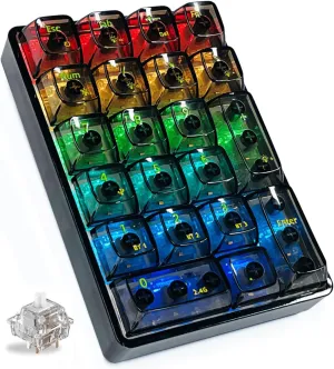 K21 RGB Backlit Tri-Mode Transparent Wireless Mechanical Number Pad Supports 3 BT/2.4GHz/Type C Wired,Hot Swappable 21 Keys Mechanical Numpad with Transparent Keycaps Black