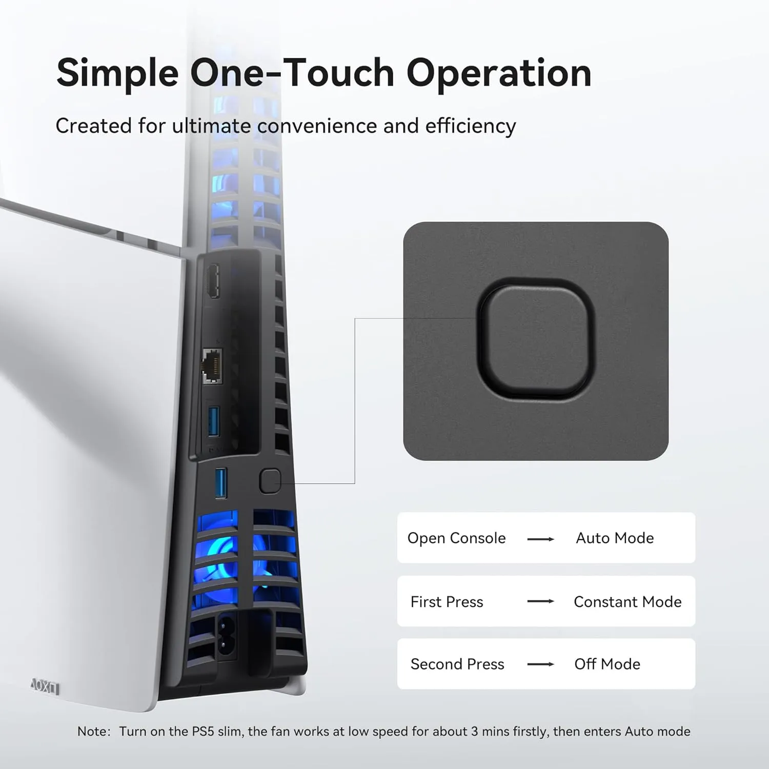 KIWIHOME Cooling Fan for PS5 Slim, Efficient Cooler with Auto On/Off, Adjustable Speed, Quiet Cooling with USB3.0 Port, Four Fan Cooling System with LED Light, Not for PS5 2020/Pro