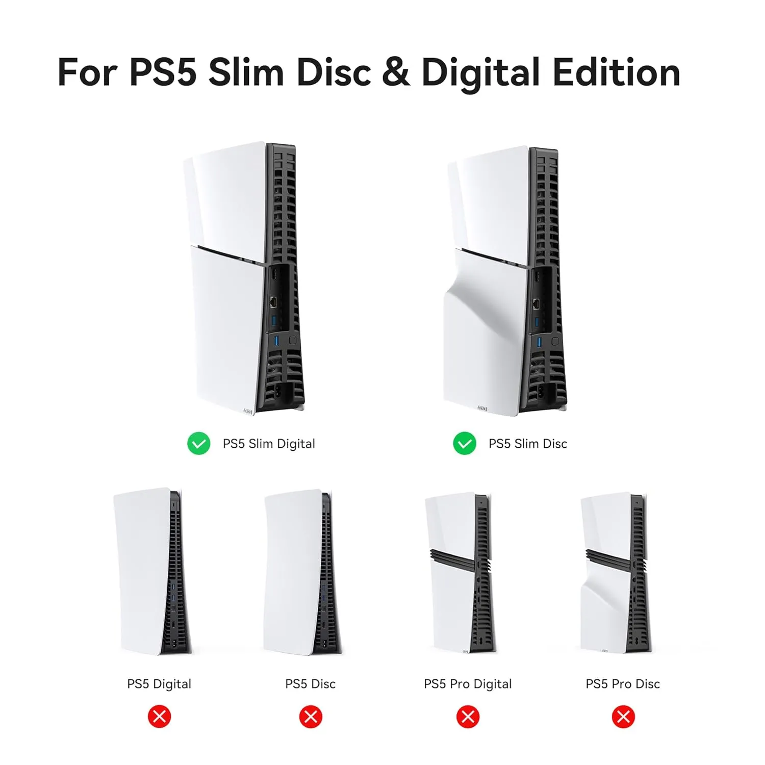 KIWIHOME Cooling Fan for PS5 Slim, Efficient Cooler with Auto On/Off, Adjustable Speed, Quiet Cooling with USB3.0 Port, Four Fan Cooling System with LED Light, Not for PS5 2020/Pro
