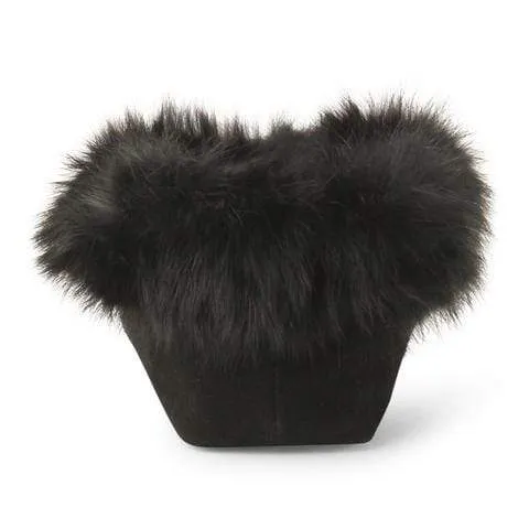 Manitobah Mukluks Tipi Fur Trim Suede Moccasins- Black