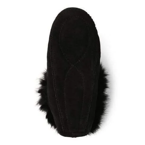 Manitobah Mukluks Tipi Fur Trim Suede Moccasins- Black