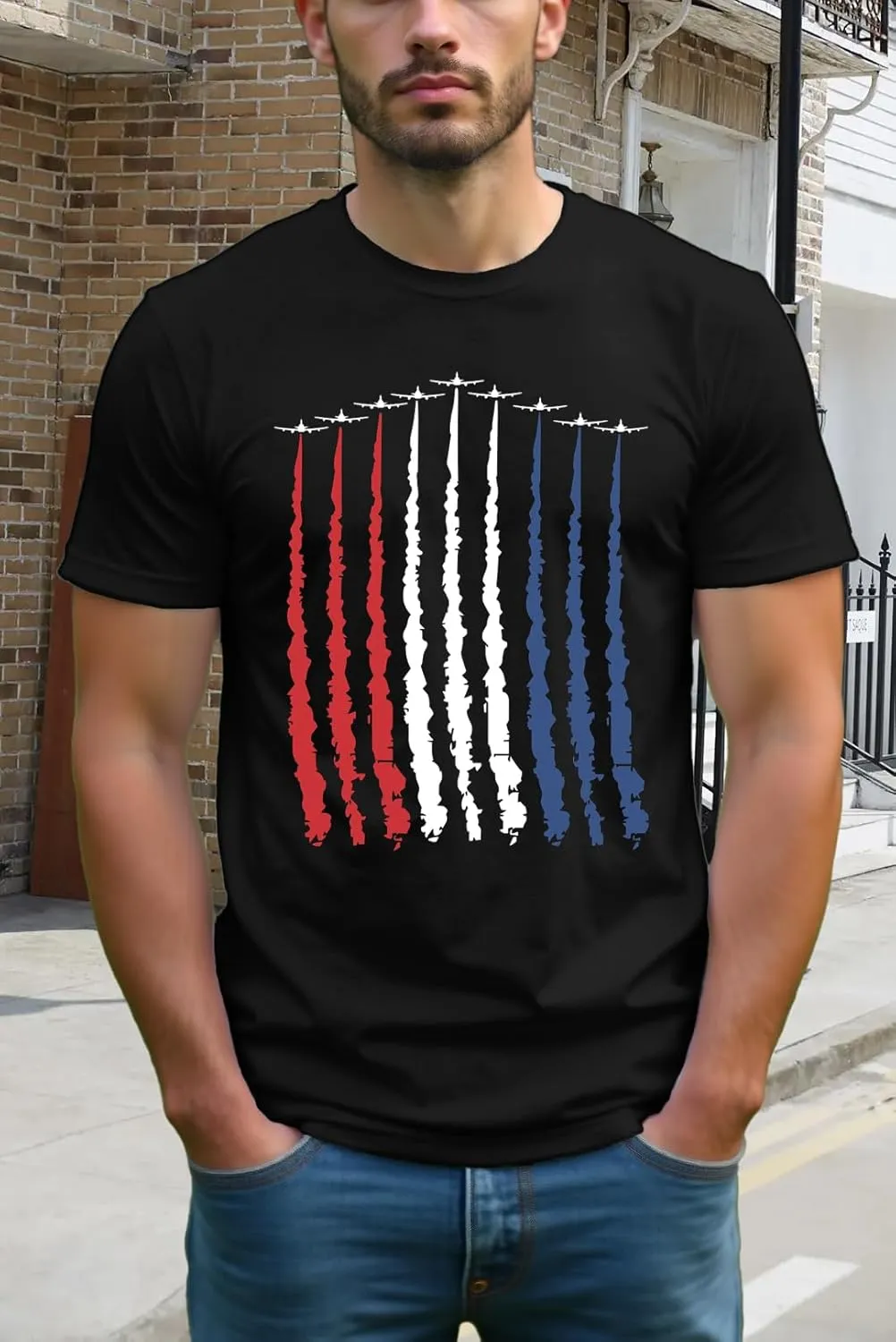 Mens American Flag Shirt USA Air Force Tshirts Patriotic 4th of July T-Shirt Memorial Day Tee Tops