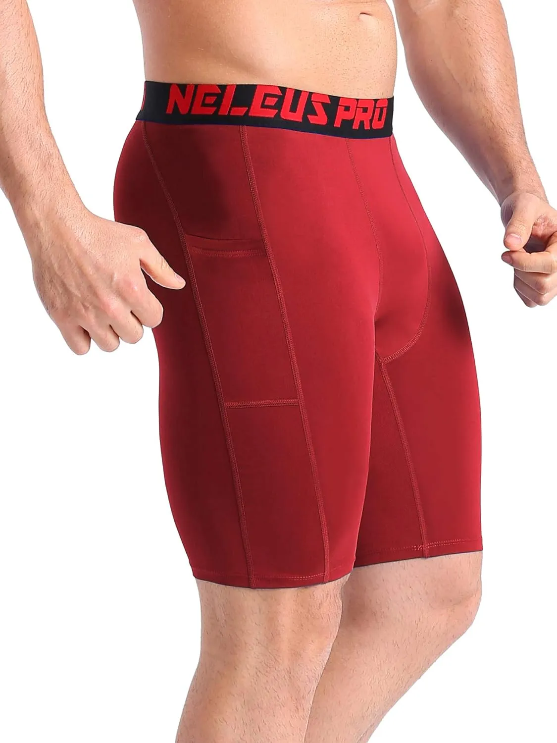 NELEUS Men's 3 Pack Running Compression Shorts with Pockets