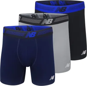 New Balance Men's Performance Boxer Briefs with Fly, Breathable Stretch Underwear, Moisture Wicking, Soft Waistband (3 Pack)
