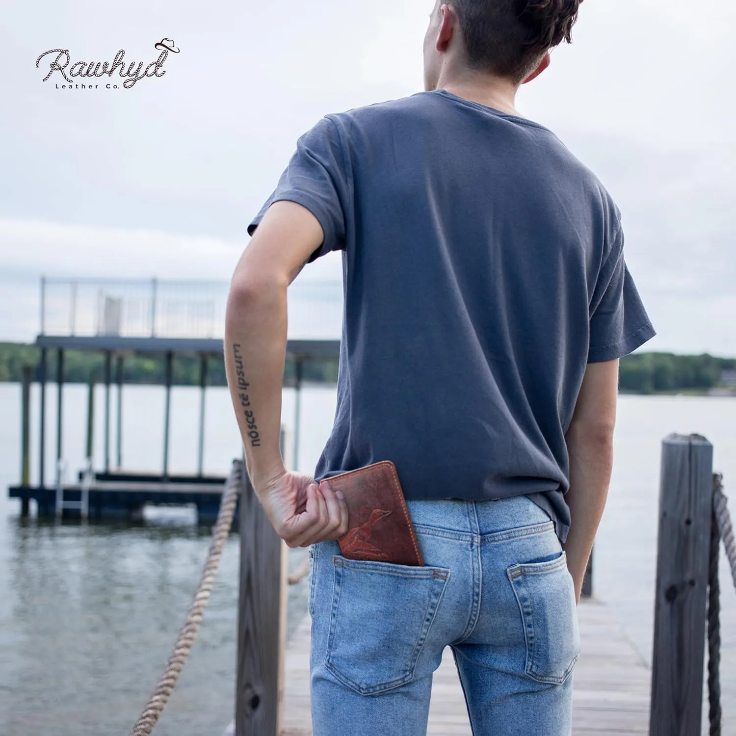 RAW HYD Full-Grain Leather Long Wallet for Men - Classic Bifold Western Wallet for Men - Minimalist Cowboy Wallets for Men - Rodeo wallets for men - Checkbook Cover & Gift for Him