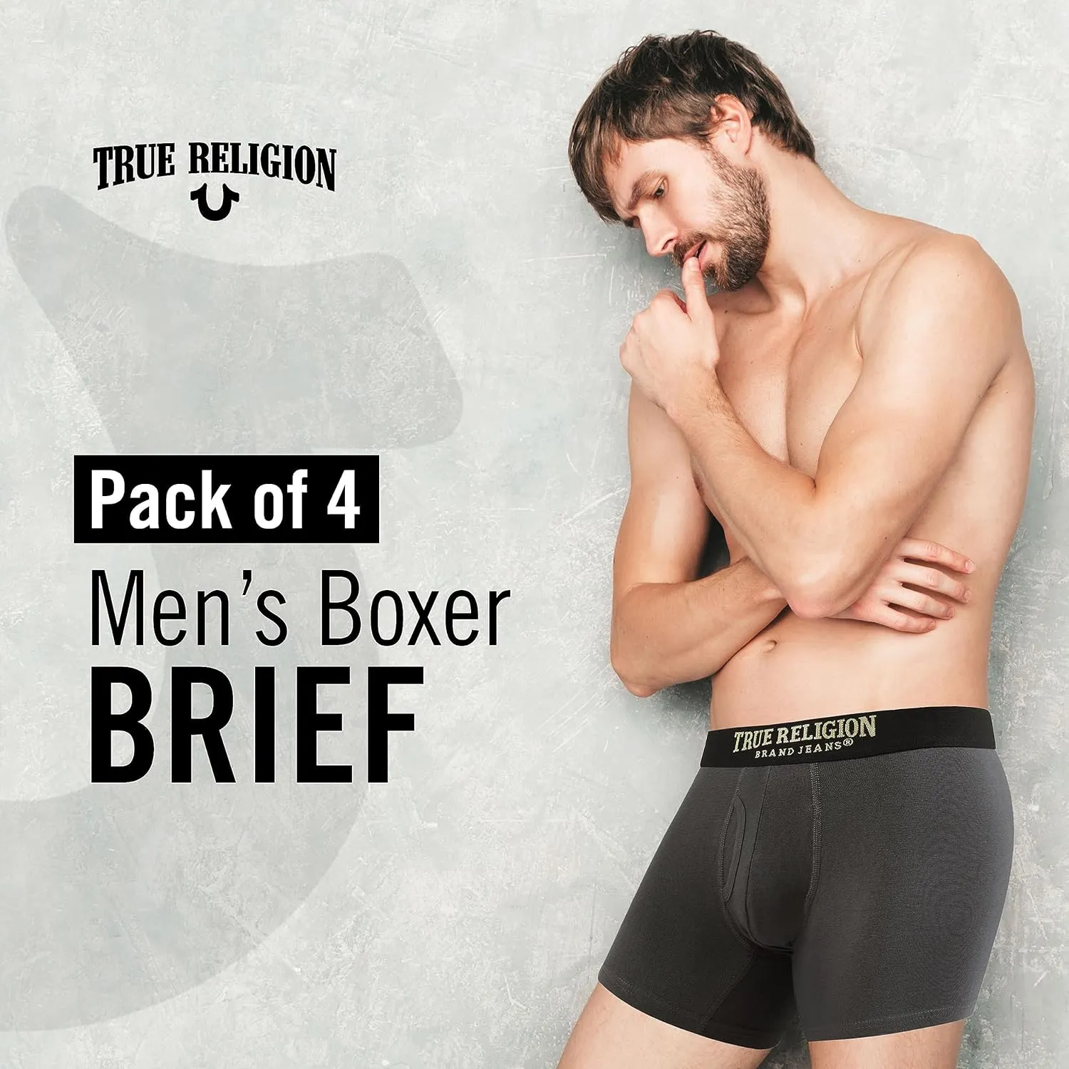 True Religion Mens Boxer Briefs Cotton Stretch Underwear for Men Pack of 4