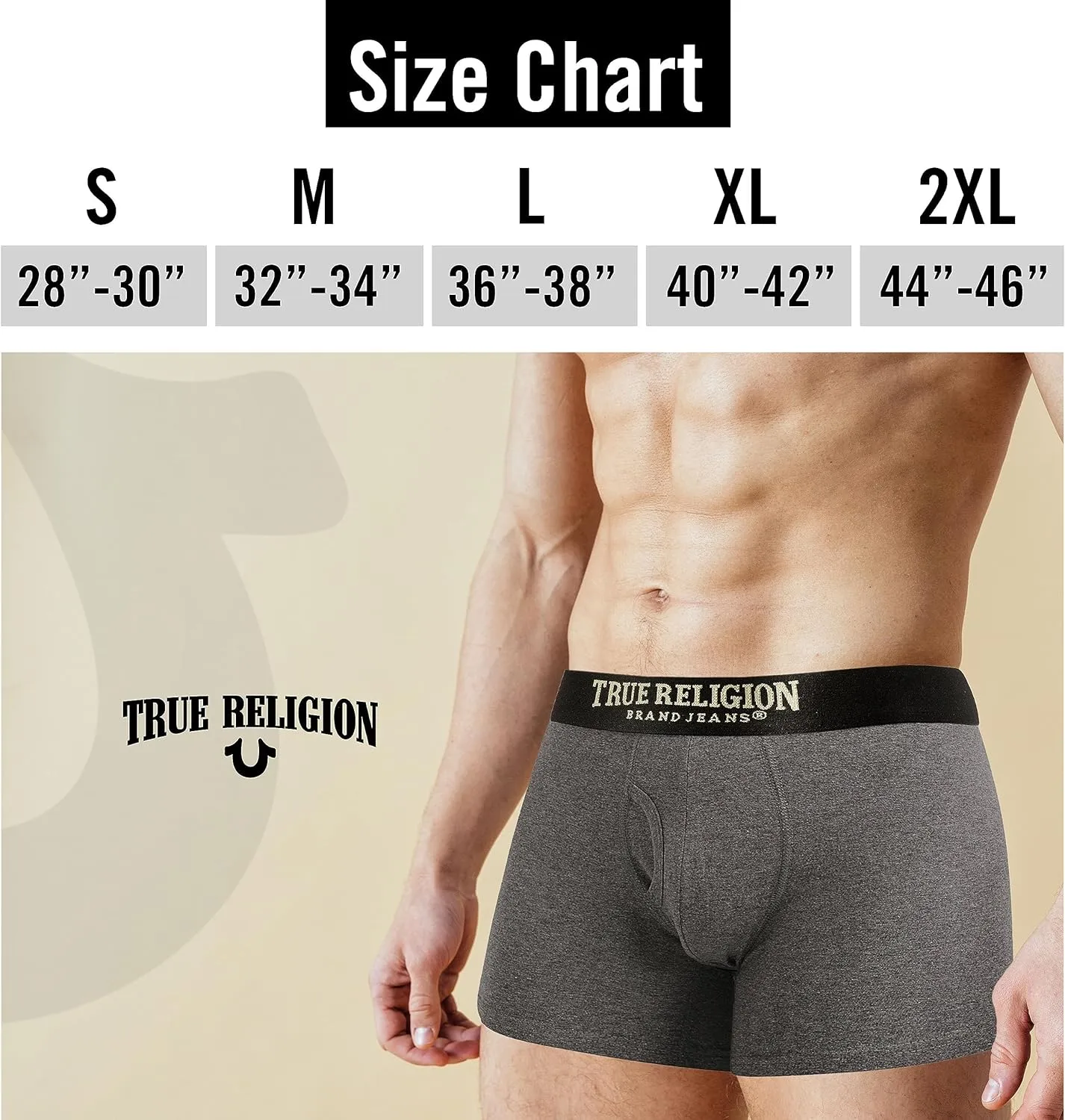 True Religion Mens Boxer Briefs Cotton Stretch Underwear for Men Pack of 4
