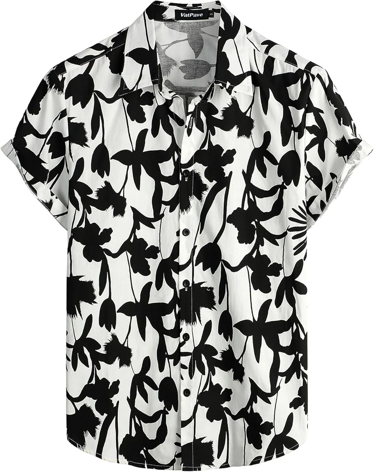 VATPAVE Mens 100% Cotton Hawaiian Shirts Floral Short Sleeve Button Down Shirts Summer Beach Shirts