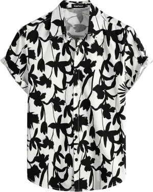 VATPAVE Mens 100% Cotton Hawaiian Shirts Floral Short Sleeve Button Down Shirts Summer Beach Shirts
