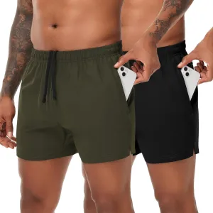 VPOS 2 Pack Men's Athletic Shorts 5/7 Inch Inseam, Mens Workout Shorts Lightweight Quick Dry Gym Running Shorts for Men