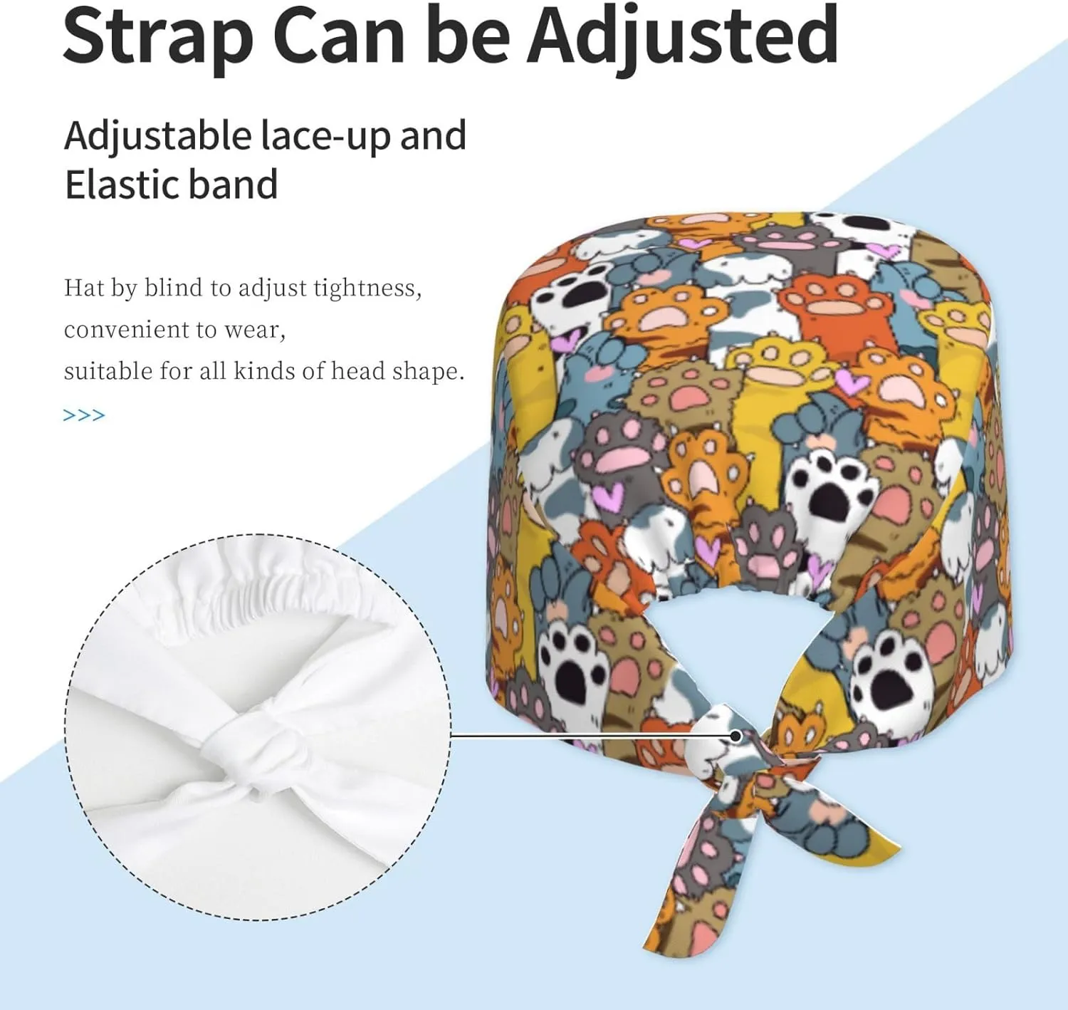Working Cap Scrub Cap with Sweatband Adjustable Tie Back Hat for Women Nurse Dentist